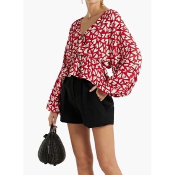 Rhode Mila Wrap-Effect Heart Blouse Sz. M - Picture 2 of 11